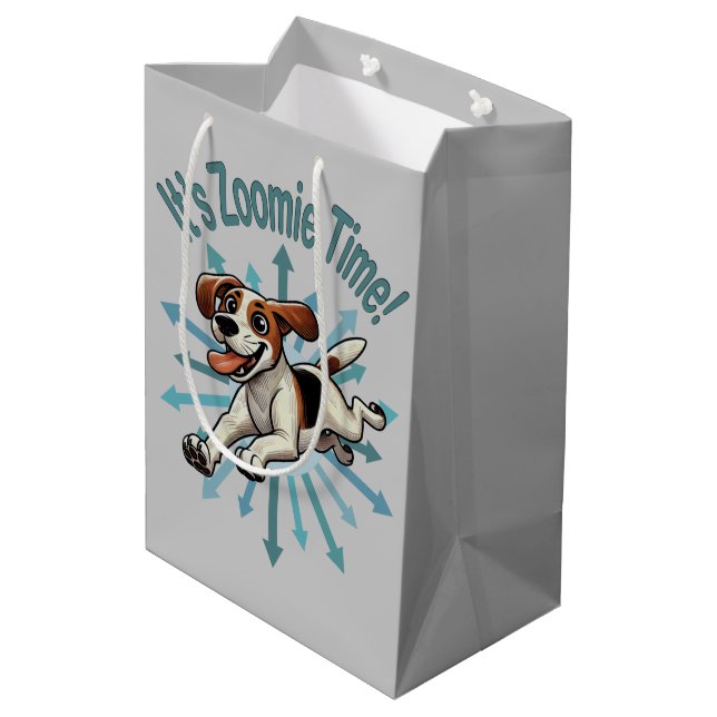 Sac Cadeau Moyen C’est Zoomie Time Medium Beagle Mutt (Dos Angle)