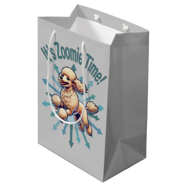 Sac Cadeau Moyen C’est Zoomie Time Poodle (Dos Angle)