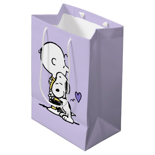 Sac Cadeau Moyen cacahuètes | Saint Valentin | Charlie Brown & Snoo (Devant Angle)