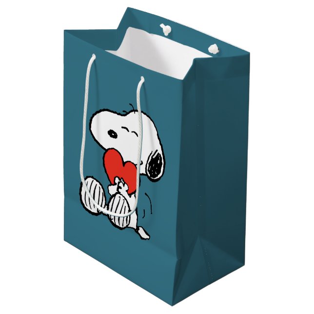 Sac Cadeau Moyen cacahuètes | Saint Valentin | Snoopy Heart Hug (Devant Angle)