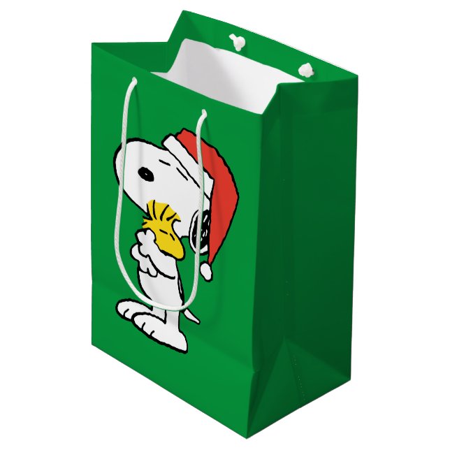 Sac Cadeau Moyen cacahuètes | Snoopy & Woodstock (Devant Angle)