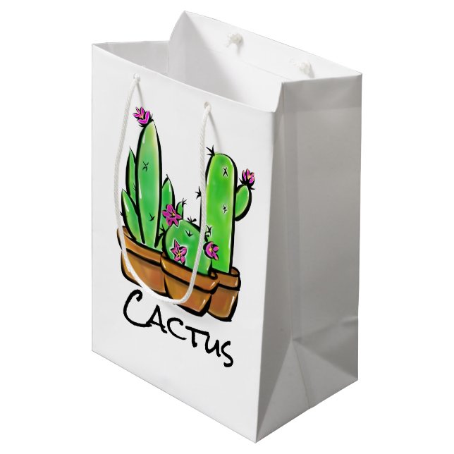 Sac Cadeau Moyen Cactus cactus cactus succulents (Devant Angle)