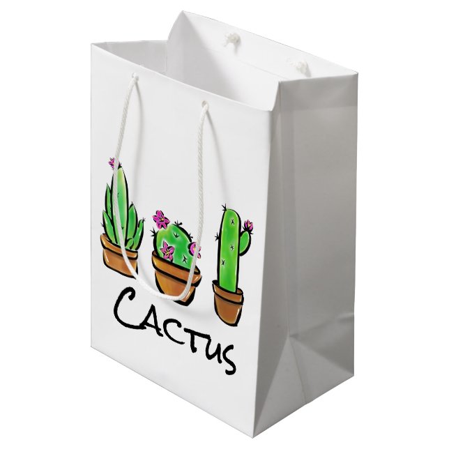 Sac Cadeau Moyen Cactus cactus cactus succulents (Devant Angle)