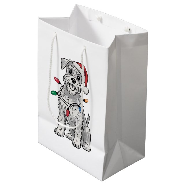 Sac Cadeau Moyen Cadeau Amoureux des chiens de Noël de Noël de Schn (Devant Angle)