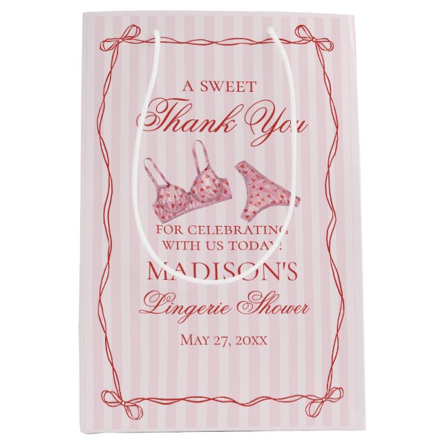 Sac Cadeau Moyen Cadeau de douche de lingerie en forme de cœur rose (Devant)