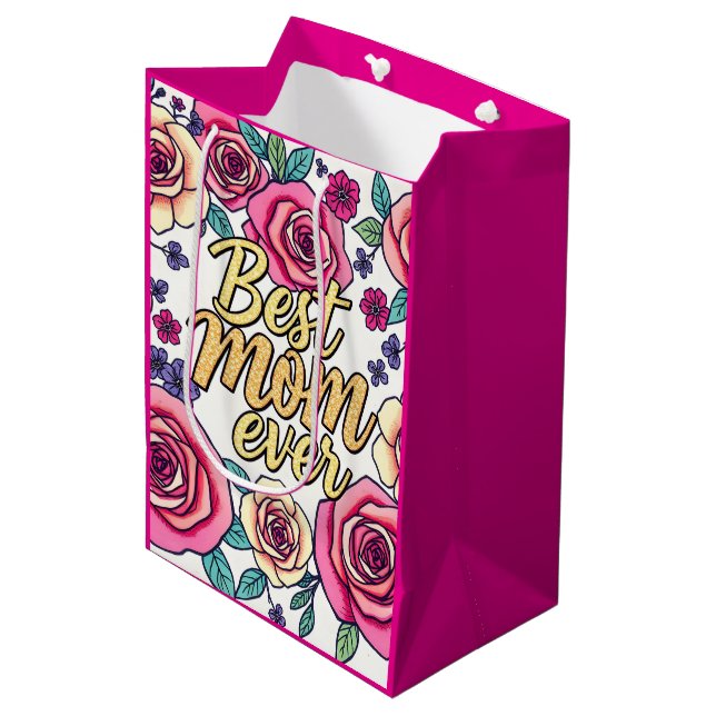 Sac Cadeau Moyen Cadeau Luxe Floral Moderne Collection (Devant Angle)