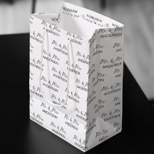 Sac Cadeau Moyen Cadeau mariage M. et Mme Nom personnalisé