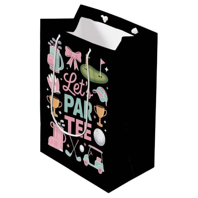Sac Cadeau Moyen Cadeaux de golfeuse coquette Let's Par Tee (Devant Angle)