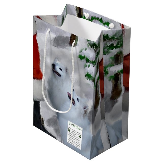 Sac Cadeau Moyen Cadeaux de Noël Eskimo Chien américain (Devant Angle)