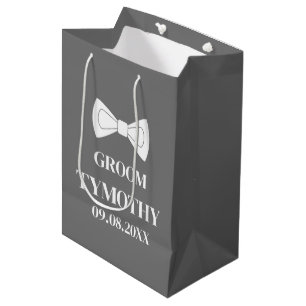Sac Cadeau Moyen Cadeaux Mariage Élégant Moderne Mari Gris