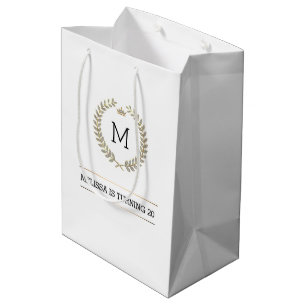 Sac Cadeau Moyen Cadre de couronne de laurier or et argent
