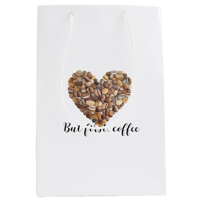 Sac Cadeau Moyen Café Bean Hearts Coffee First (Devant)