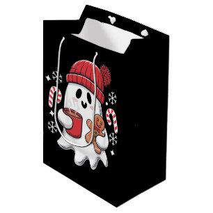 Sac Cadeau Moyen Café glacé fantôme mignon de Noël Café rétro Xmas