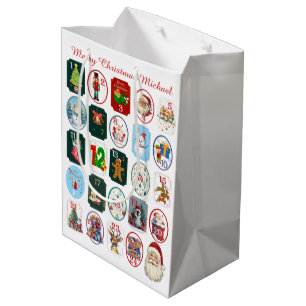 Sac Cadeau Moyen Calendrier Festif de l'Avent Blanc