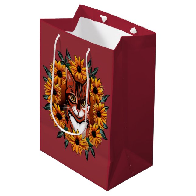 Sac Cadeau Moyen Calico Cat With Black-eyed Susan Maryland State  (Devant Angle)