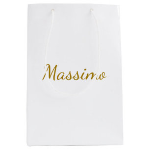 Sac Cadeau Moyen Calligraphie de couleur or élégante simple et sobr