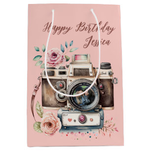 Sac Cadeau Moyen Caméra vintage avec photo
