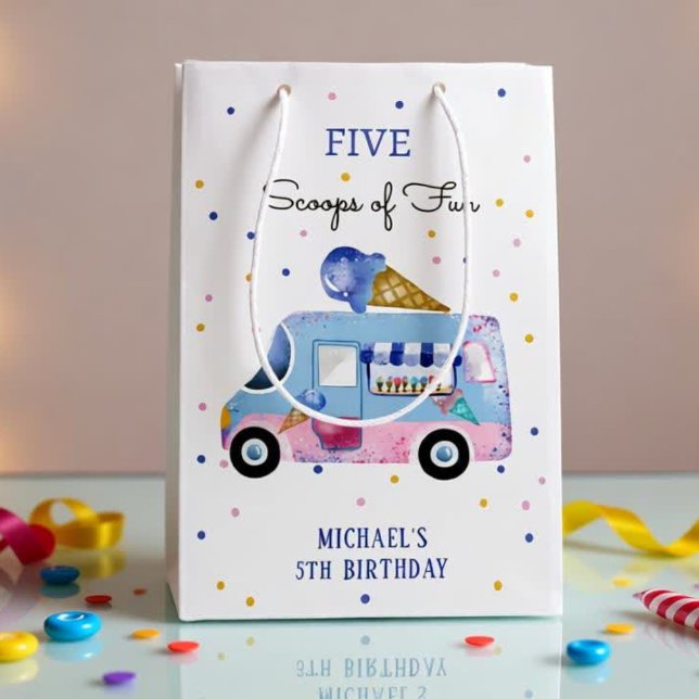 Sac Cadeau Moyen Camion glace Scoops of fun anniversaire de enfant (Créateur téléchargé)