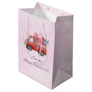 Sac Cadeau Moyen Camion mignonne d'amour transportant des coeurs et