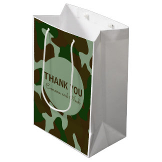Sac Cadeau Moyen Camouflage Brown vert et foncé Merci