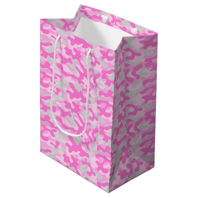 Sac Cadeau Moyen Camouflage rose  (Devant Angle)