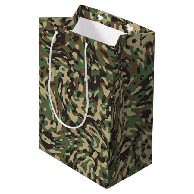 Sac Cadeau Moyen Camouflage Vert Tendance  (Dos Angle)