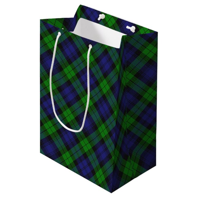 Sac Cadeau Moyen Campbell Clan Tartan Plaid Black Watch (Devant Angle)