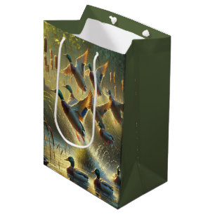 Sac Cadeau Moyen Canards Mallard Et Cattails Anniversaire