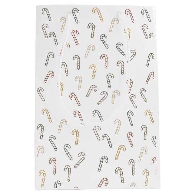 Sac Cadeau Moyen Candy Canes Minimal Scandi Christmas Design			 (Devant)