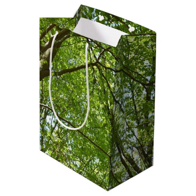 Sac Cadeau Moyen Canopée du printemps Feuille Green Nature Scene (Dos Angle)