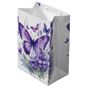Sac Cadeau Moyen Captivant les papillons violets sur la fleur