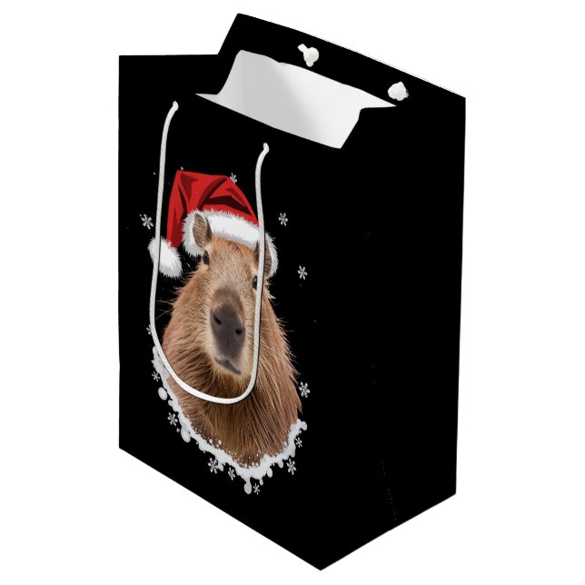 Sac Cadeau Moyen Capybara Noël drôle  (Devant Angle)