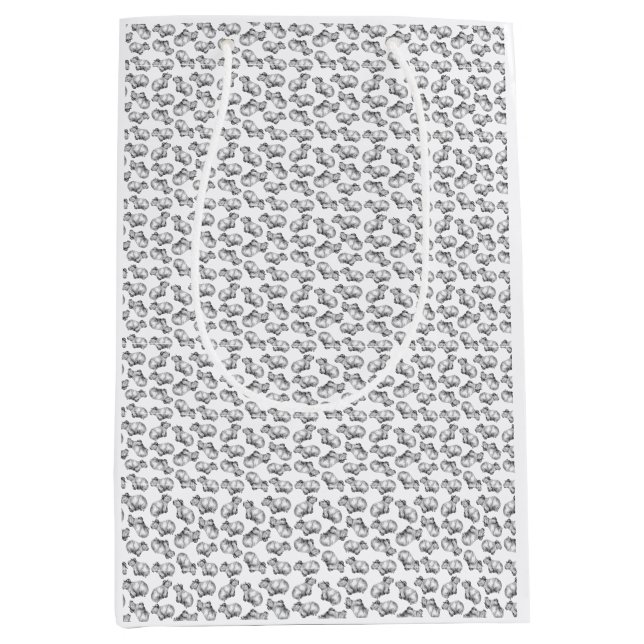 Sac Cadeau Moyen Capybara noire et blanche (Devant)