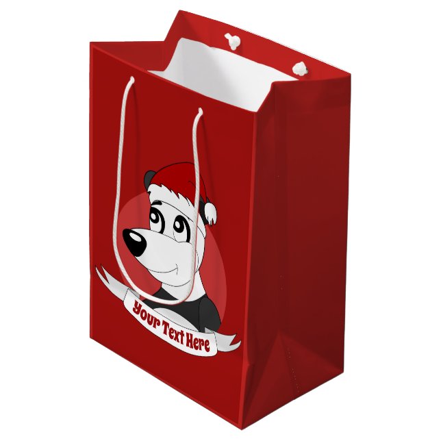 Sac Cadeau Moyen Caricature de Noël avec mignon ours panda cadeau m (Devant Angle)