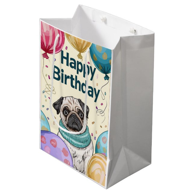 Sac Cadeau Moyen Carlin Joyeux anniversaire (Devant Angle)