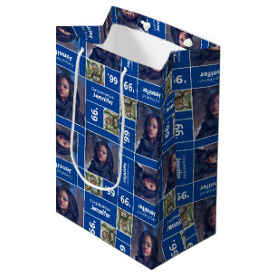 Sac Cadeau Moyen Carré Photo Graduation Classe Année Bleue