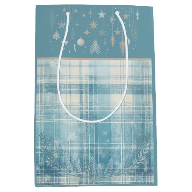 Sac Cadeau Moyen Carreaux bleus (Devant)