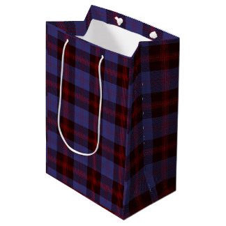 Sac Cadeau Moyen Carreaux de buffle bleu marine rouge