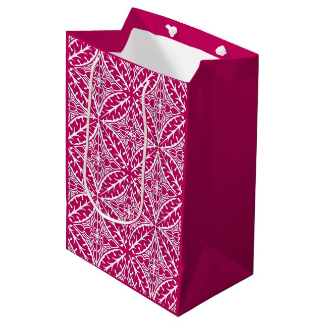 Sac Cadeau Moyen Carreaux marocains - magenta et blanc (Devant Angle)