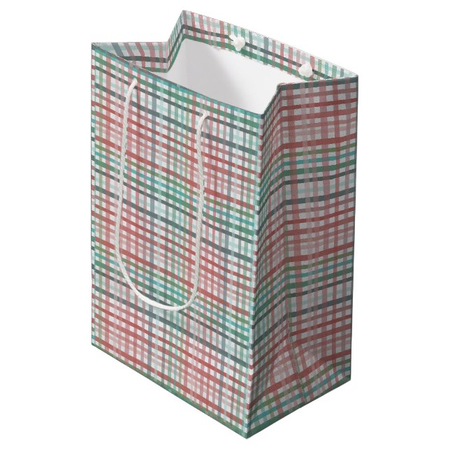 Sac Cadeau Moyen Carreaux pastel rose (Devant Angle)