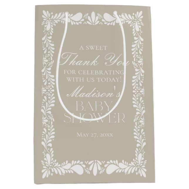 Sac Cadeau Moyen Carrelage Talavera beige Fiesta Baby shower Faveur (Devant)