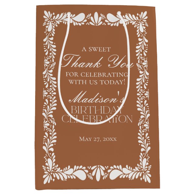 Sac Cadeau Moyen Carrelage Talavera Clay Mexicaine Fête Anniversair (Devant)