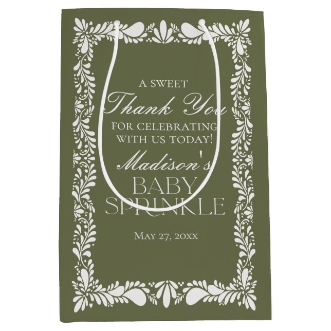 Sac Cadeau Moyen Carrelage Talavera Vert Fiesta Baby Sprinkle Faveu (Devant)