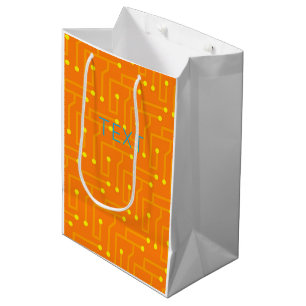 Sac Cadeau Moyen Carte de circuit orange Jaune TEXTE moderne