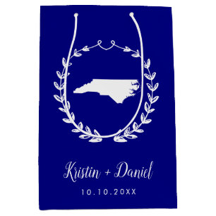 Sac Cadeau Moyen Carte de la Marine Blue North Carolina Mariage Bie