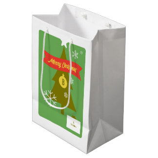Sac Cadeau Moyen Carte de Noël aux icônes de Noël monogrammées