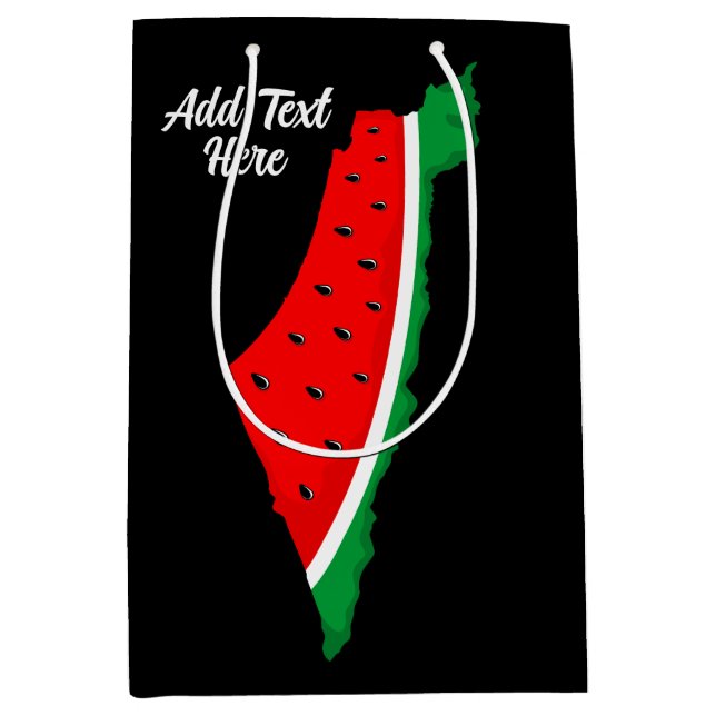 Sac Cadeau Moyen Carte de Palestine Watermelon Symbole de la libert (Devant)
