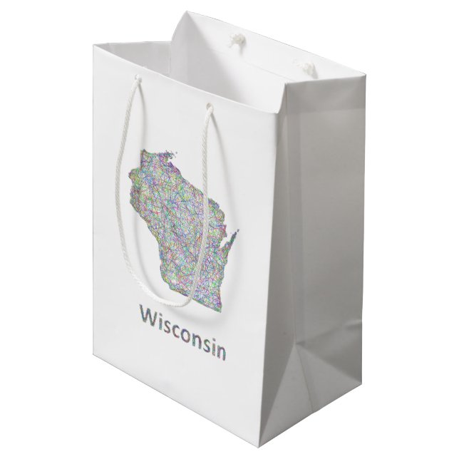 Sac Cadeau Moyen Carte du Wisconsin (Devant Angle)