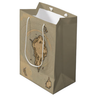 Sac Cadeau Moyen Carte Fantastique Antique de l'Île de Style Vintag