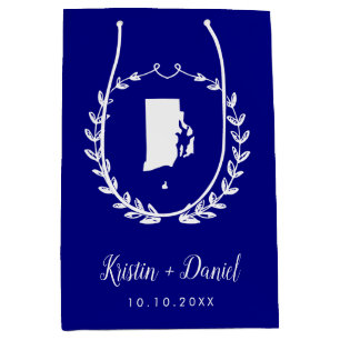 Sac Cadeau Moyen Carte Marine Blue Rhode Island Mariage Bienvenue S